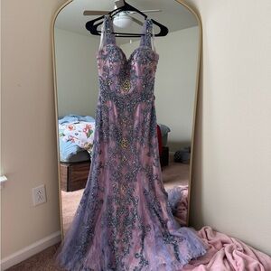 Sherri Hill Lavender Embellished Prom Dress